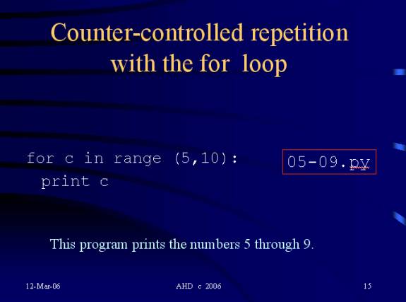Usingcontinue with the for loop