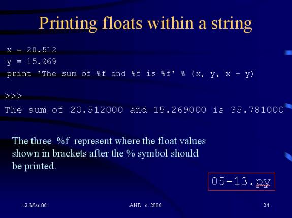 being used to specify how a stringshould be printed