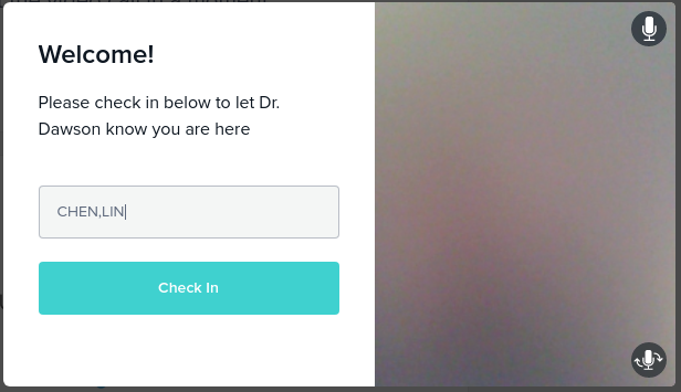 doxy.me Checkin Screen