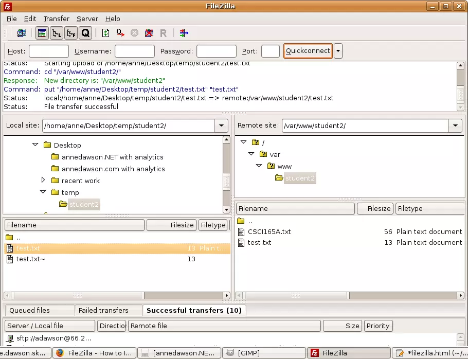 FileZilla screen