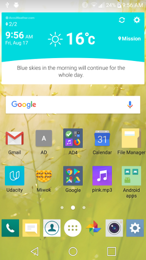 Picture of launcher screen on an Android phone